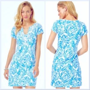 Lilly Pulitzer Brewster Dress large Blue white short sleeve cotton